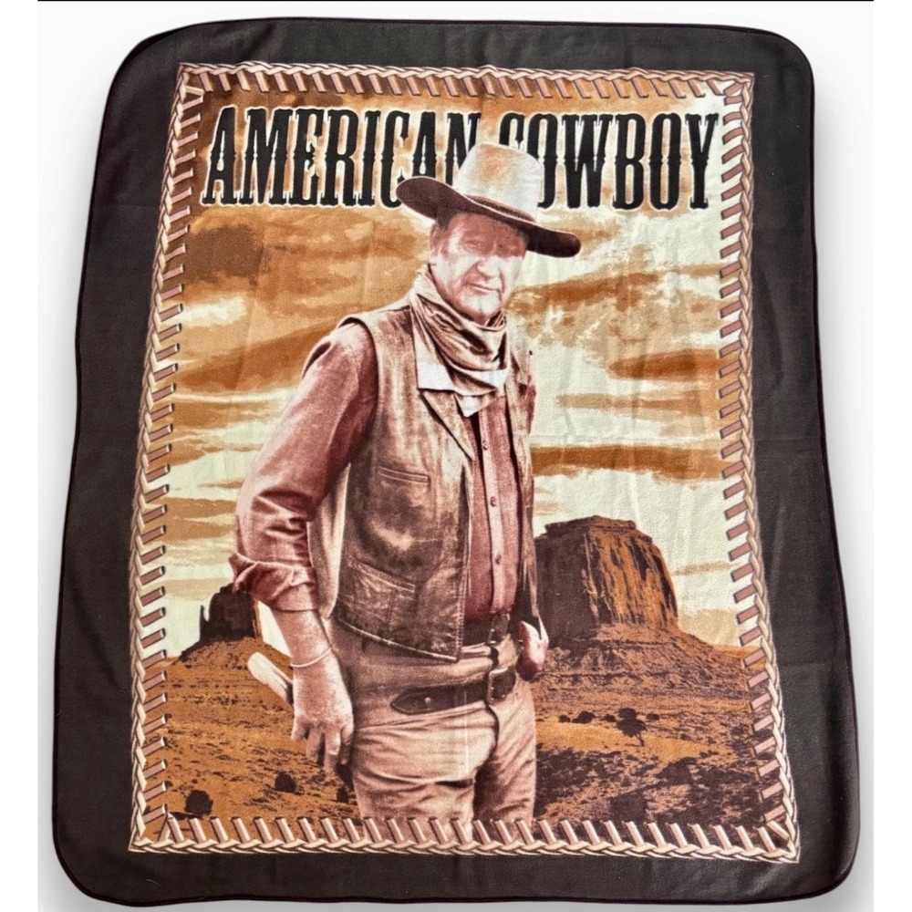 John Wayne American Cowboy Fleece Throw Lap Blanket Wayne Enterprises Western